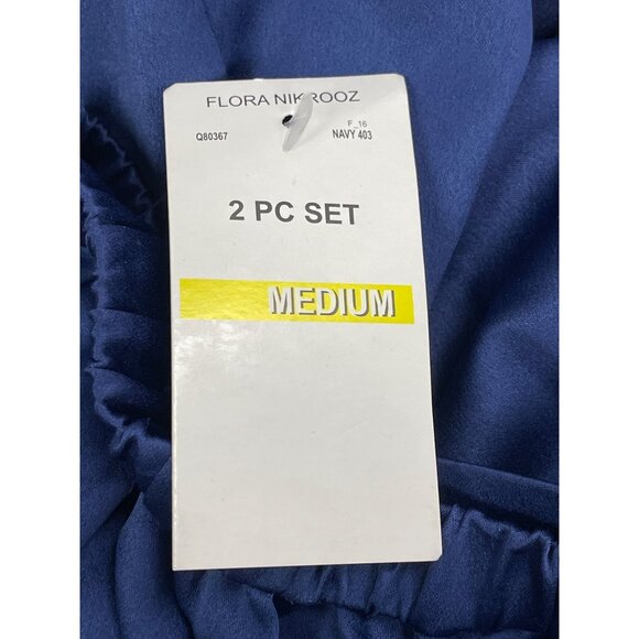 Flora Nikrooz 2-Piece Pajama Set Navy Blue Button-Up Top & Shorts Sz M - New - Picture 11 of 13